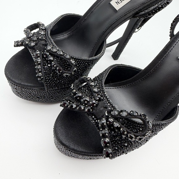 Steve Madden Black Crystal Platform Ankle-Strap Sandals 7 - Picture 5 of 8